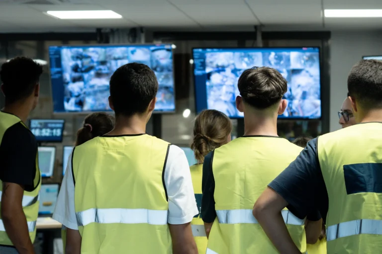 Jugadores del TEC con chalecos en una acción de voluntariado